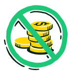 An illustration of cash with a 'no' symbol over it.