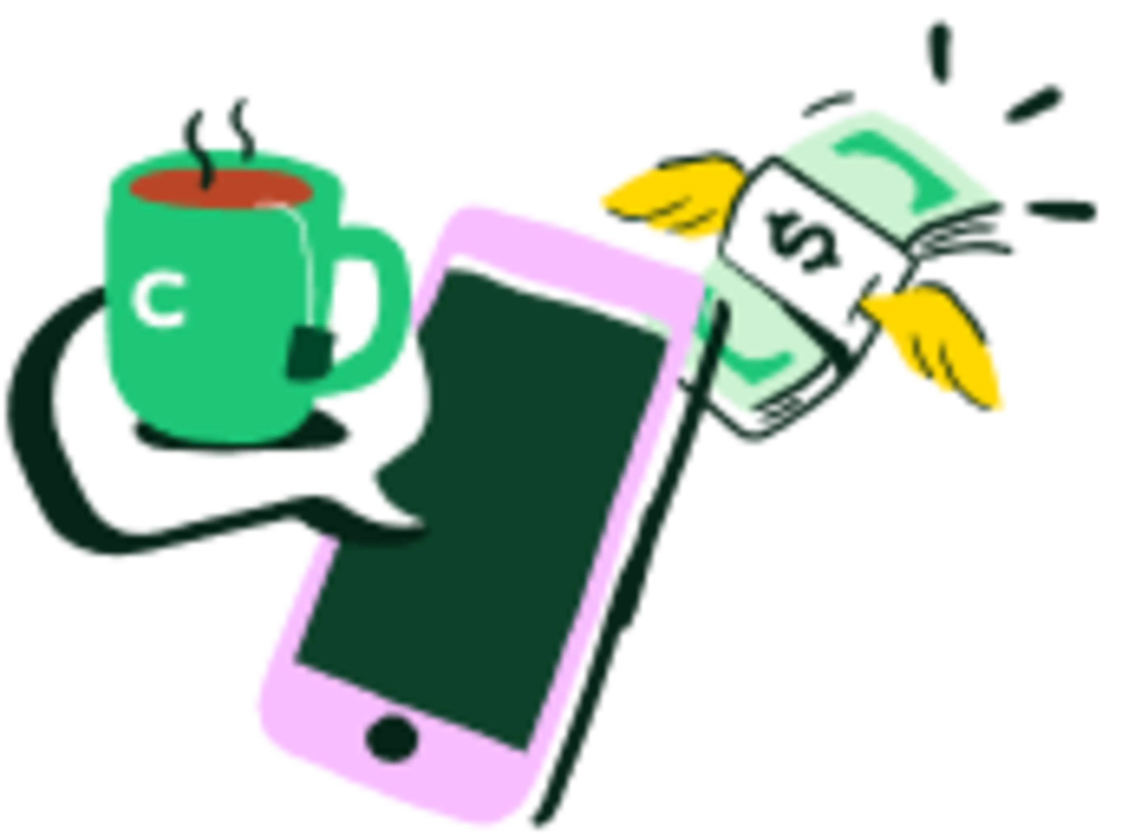 A smartphone being used to buy coffee.