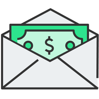 An open envelope with a dollar bill inside.