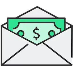 An open envelope with a dollar bill inside.
