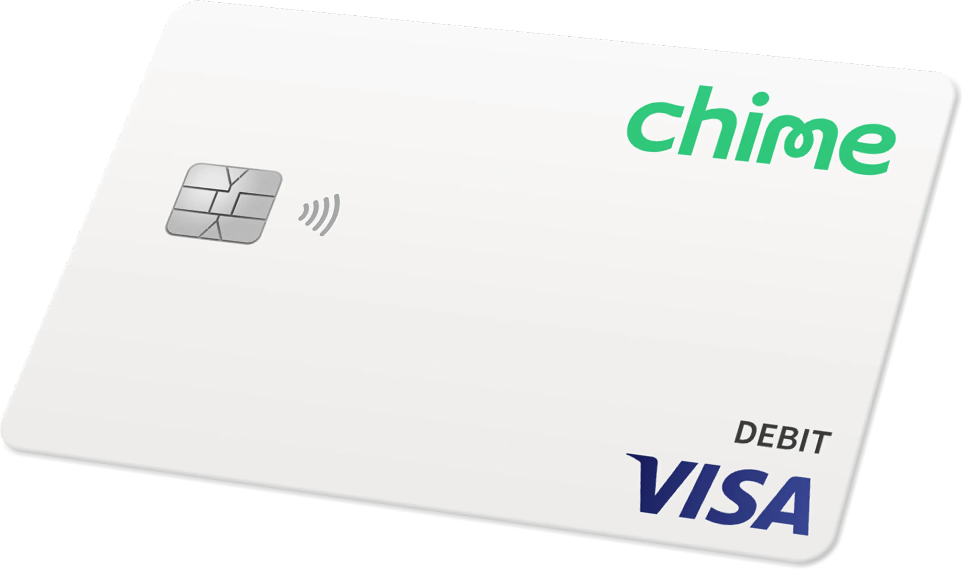 A Chime Visa® Debit Card in white color.