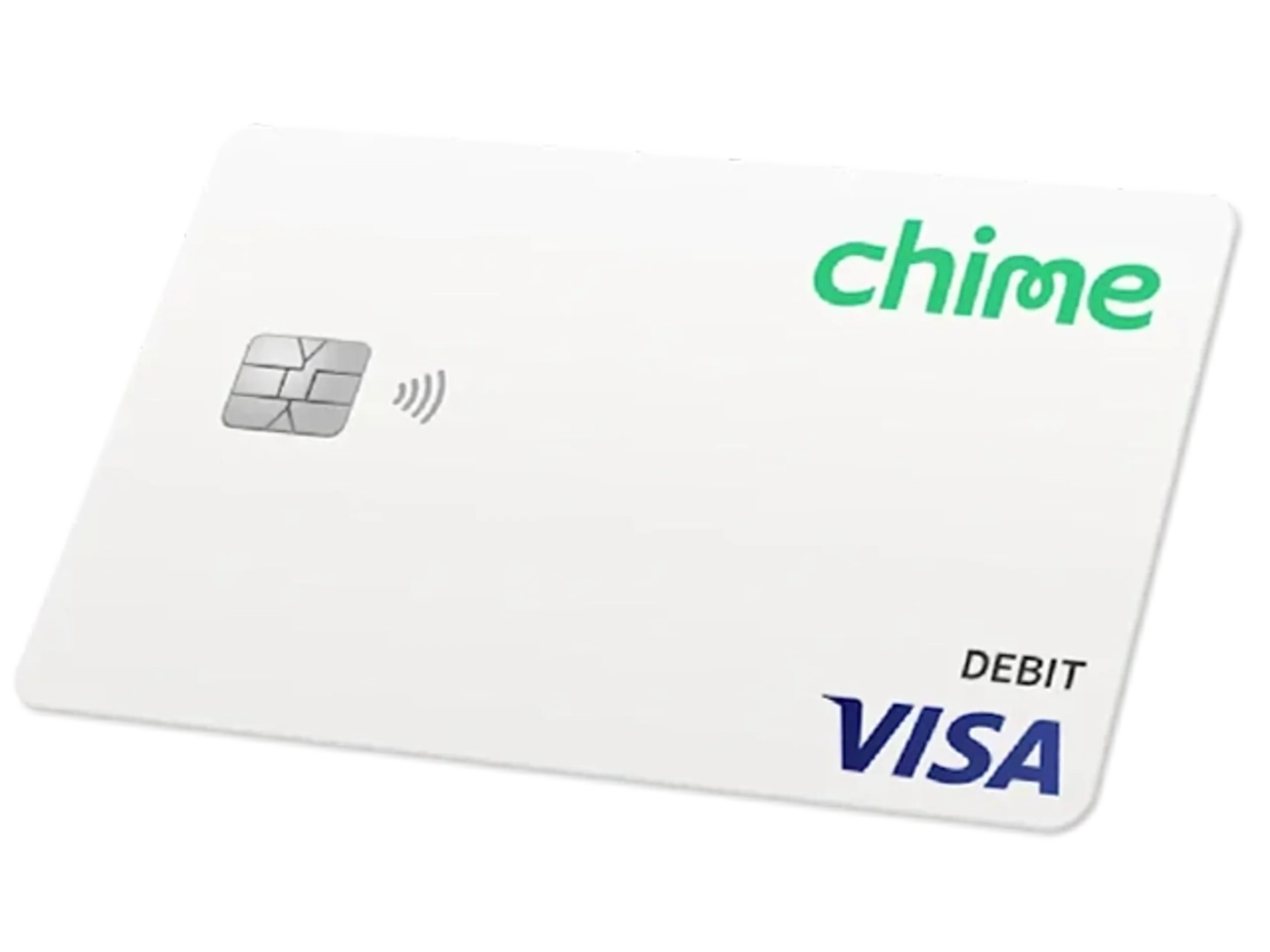 A Chime Visa® Debit Card in white color.