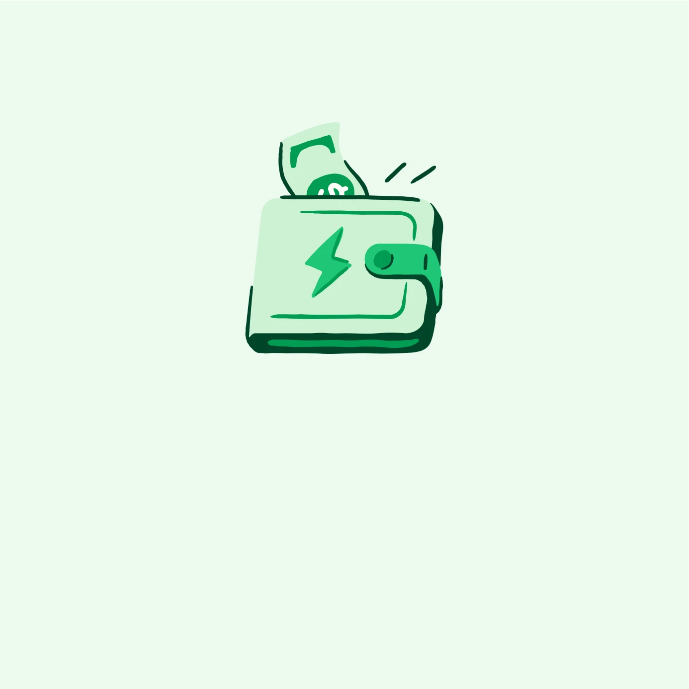 Illustration of a wallet with a dollar bill.