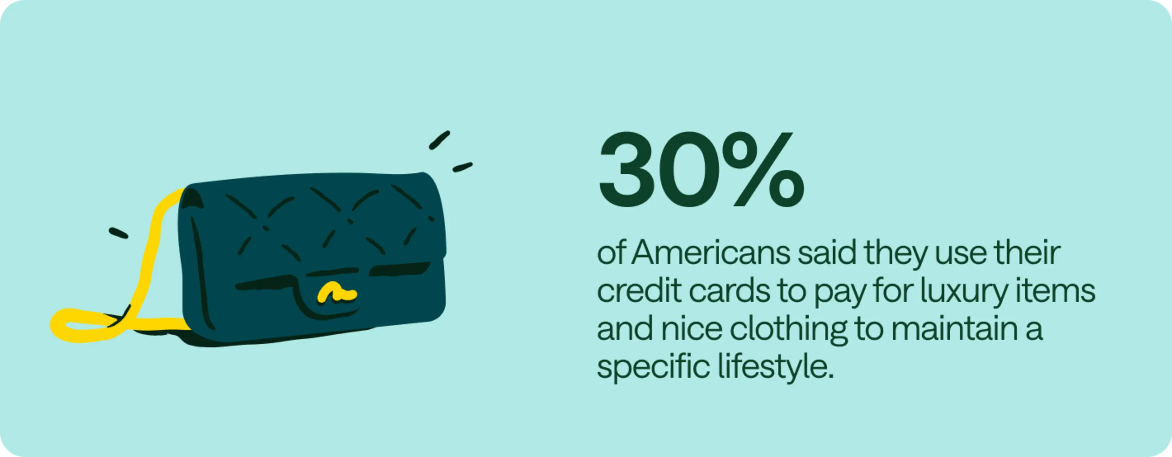 30% of Americans said they use their credit cards to pay for luxury items and nice clothing to maintain a specific lifestyle.