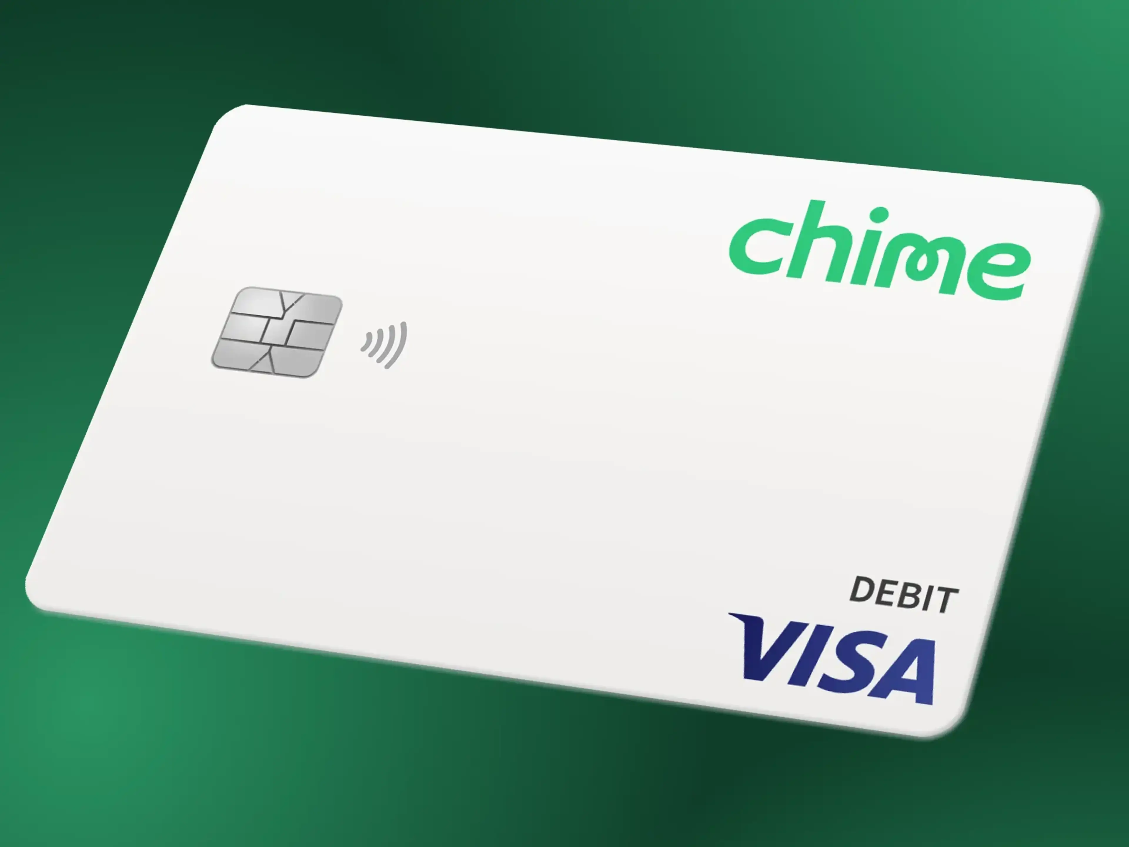 White chime card with green background.