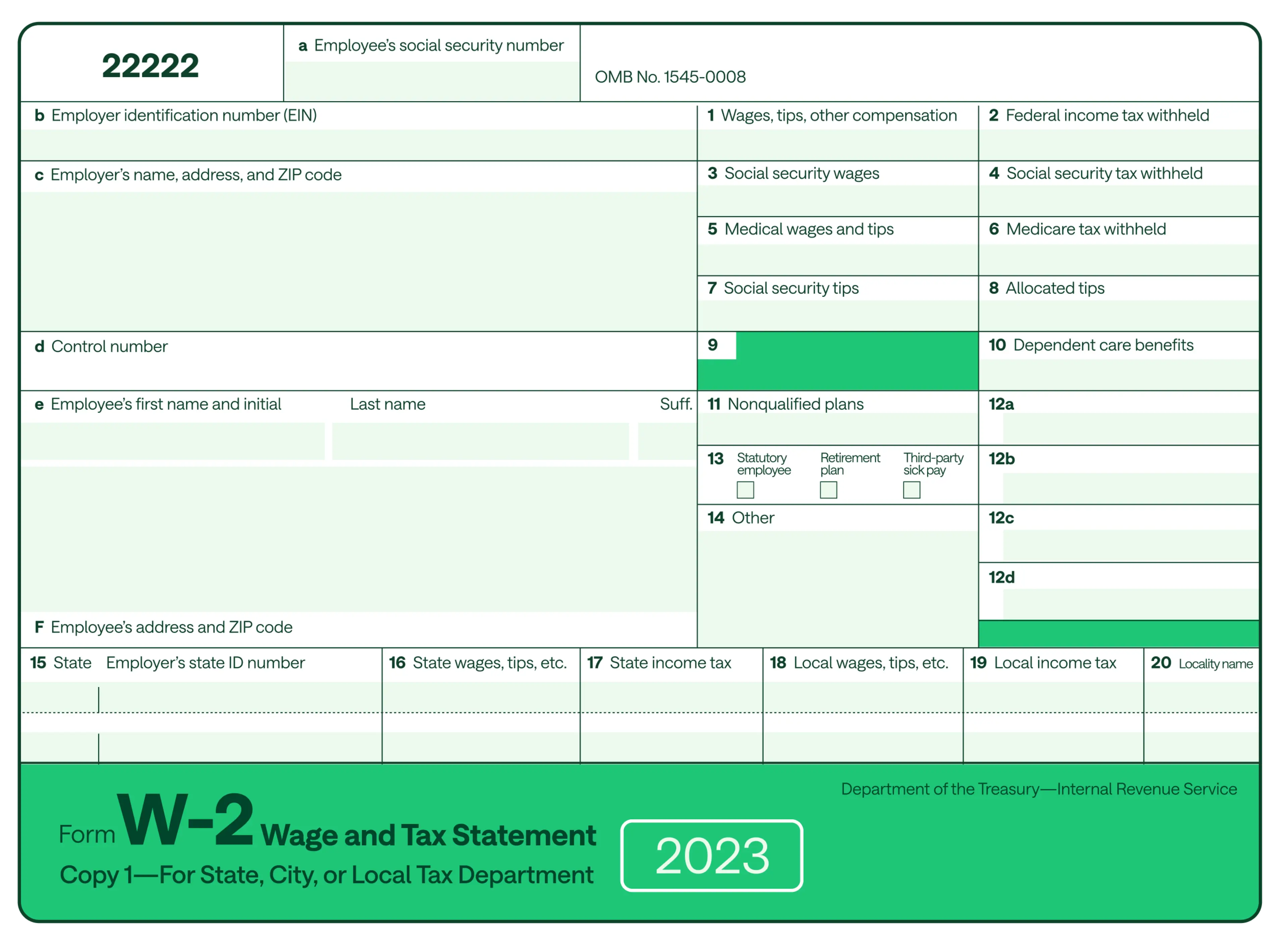 Form W-2 Wage and Tax Statement example form