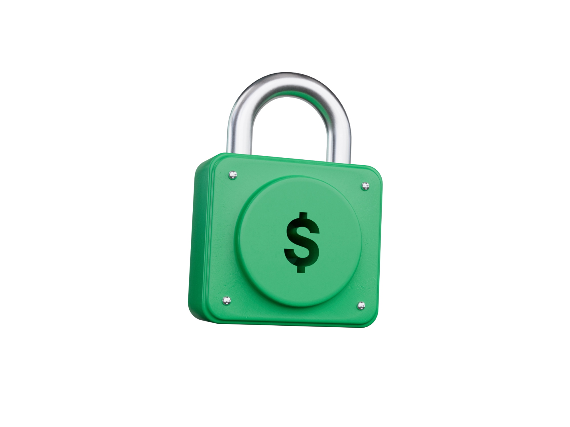 A bright green lock with money symbol.