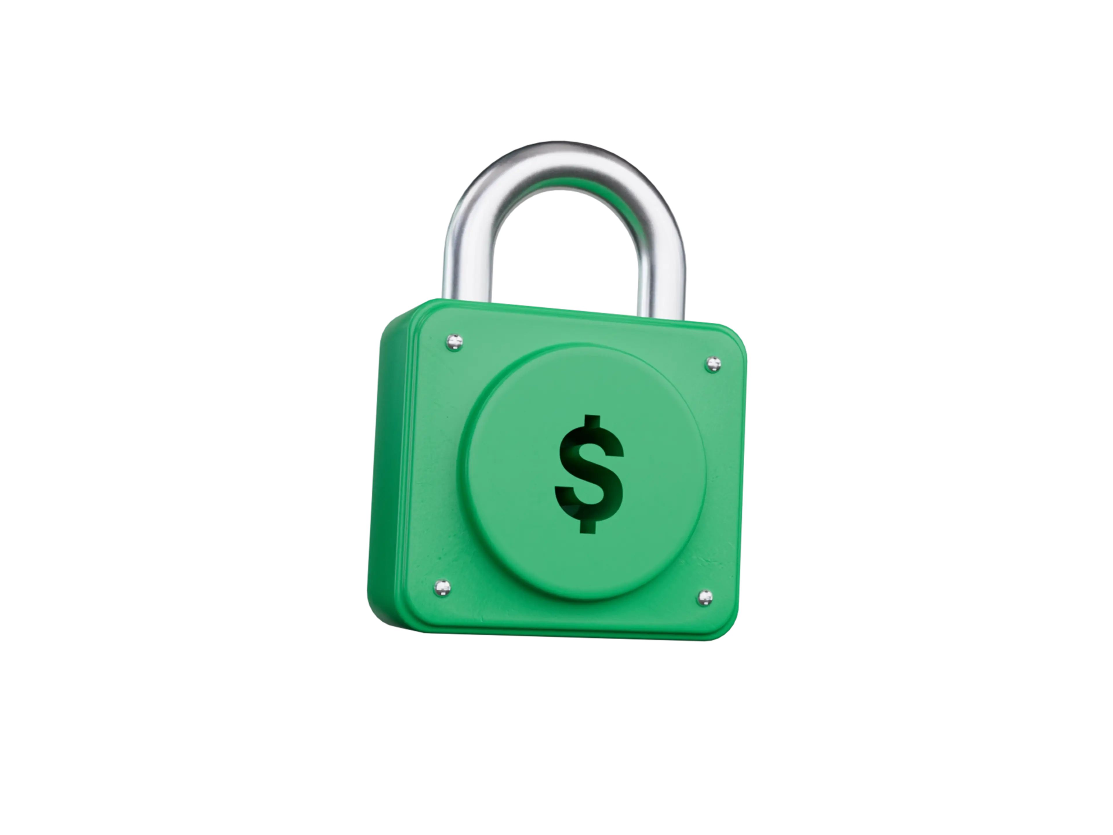 A bright green lock with money symbol.