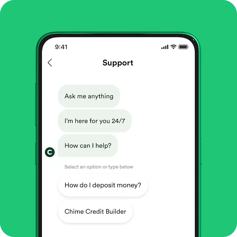 Chime customer support message screen.