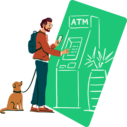 Chime ATM Illustration Man and Dog