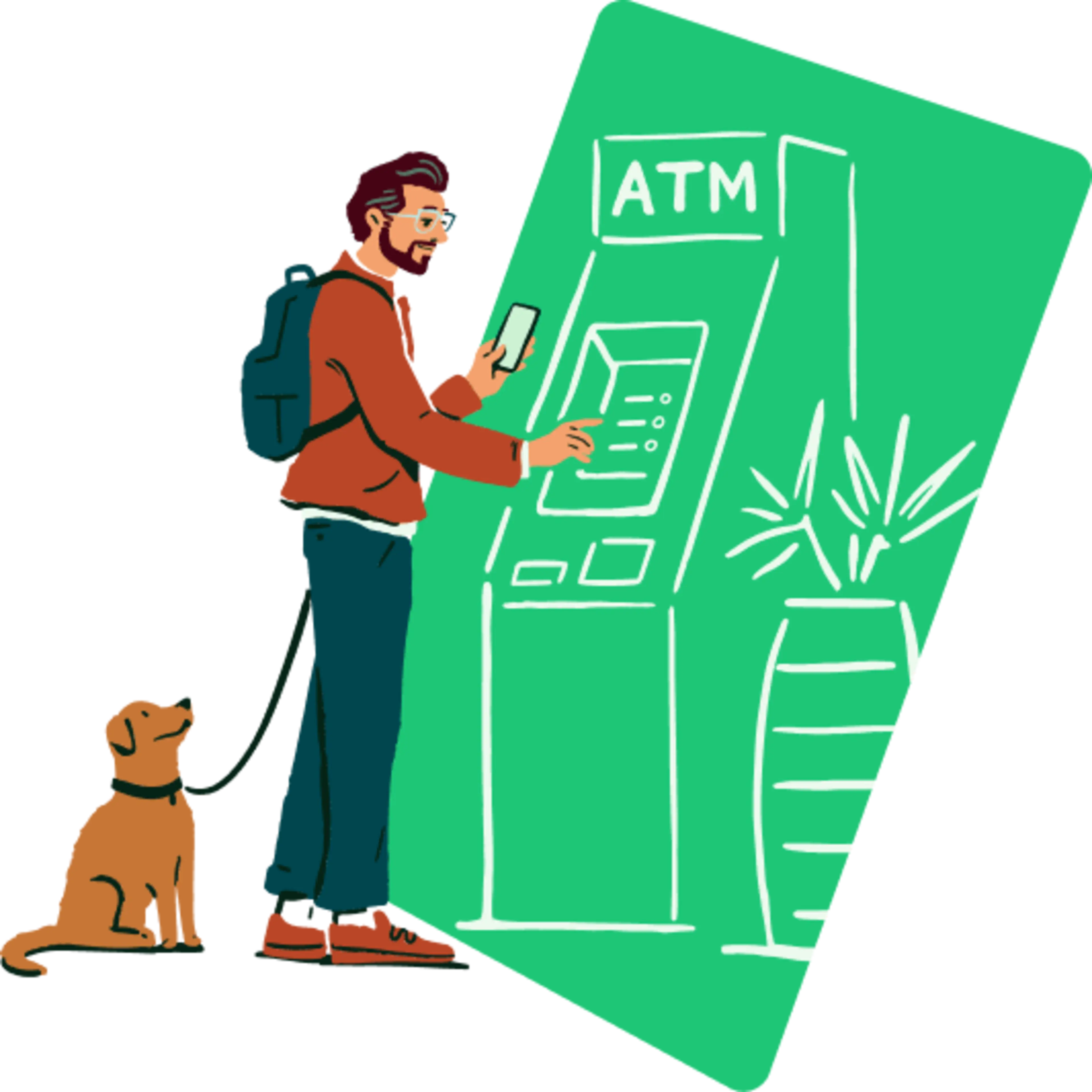 Chime ATM Illustration Man and Dog