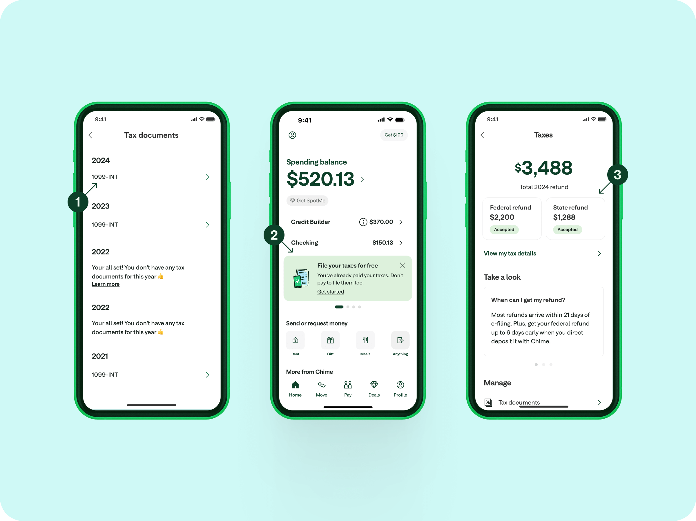 A walkthrough of how to fill out your taxes within the Chime app.