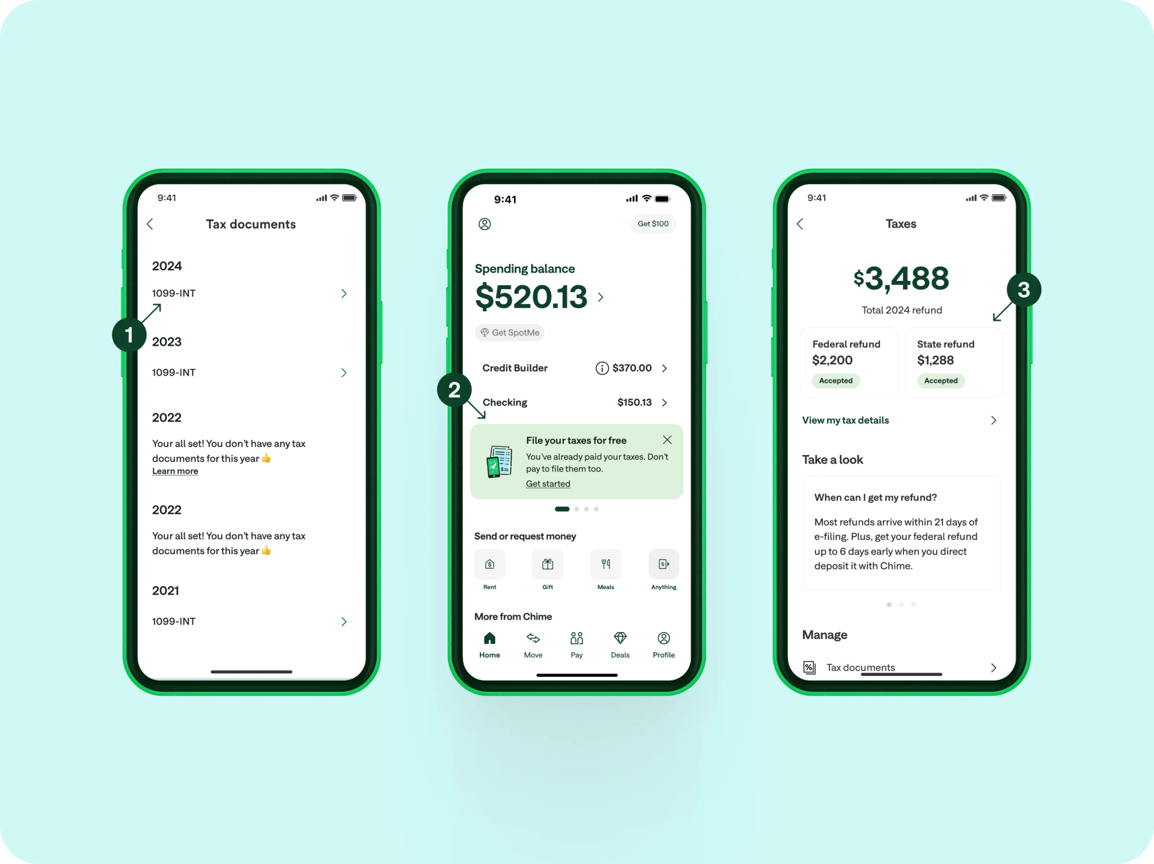A walkthrough of how to fill out your taxes within the Chime app.