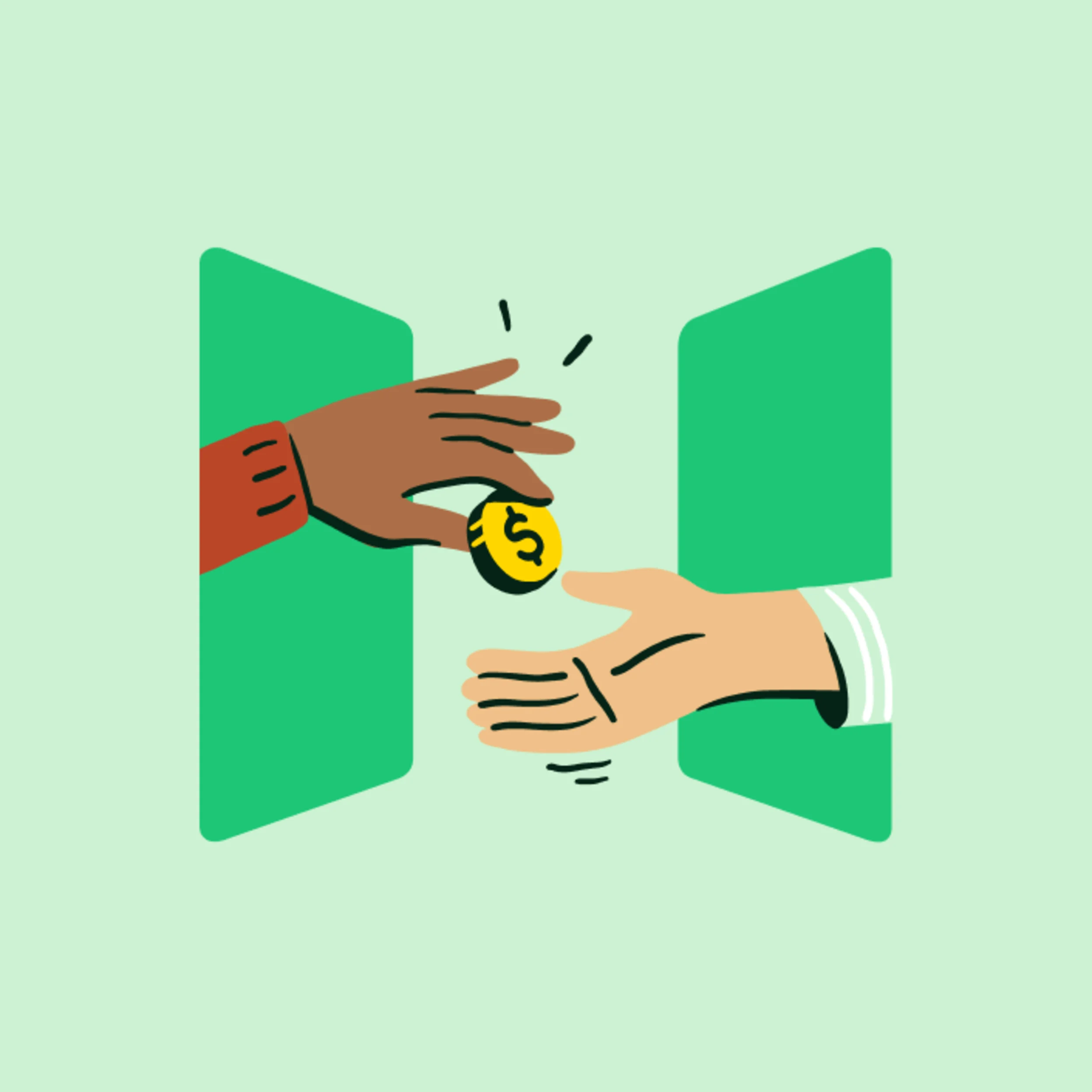 Chime’s “Pay Anyone” feature shown with animated hands sending money.