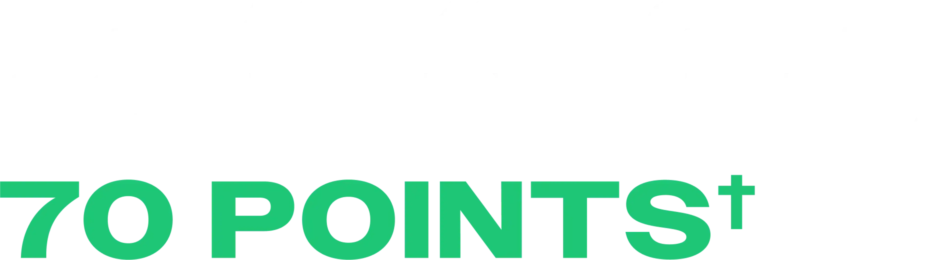 Dark green banner with white and bright green text reading "Increase your credit score by up to 70 points."
