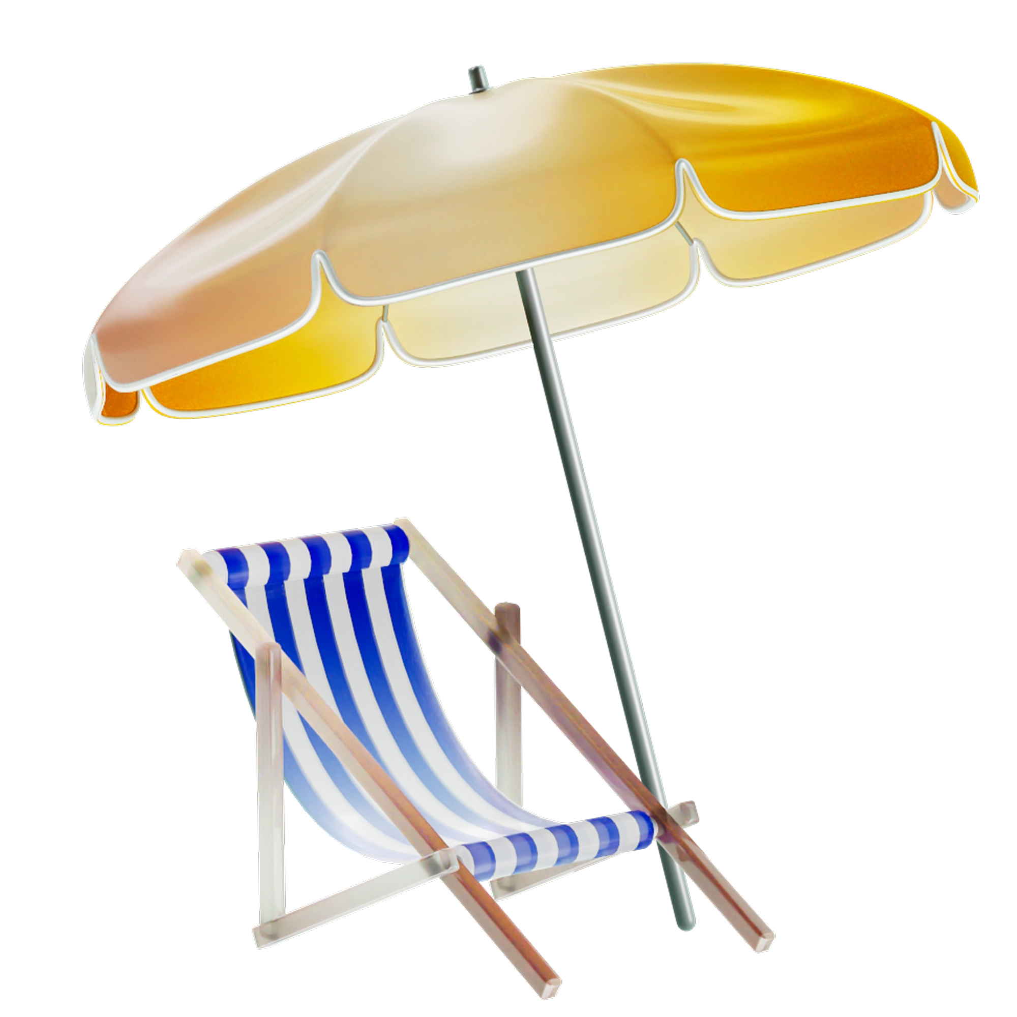 Beach chair with parasol.