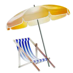 Beach chair with parasol.