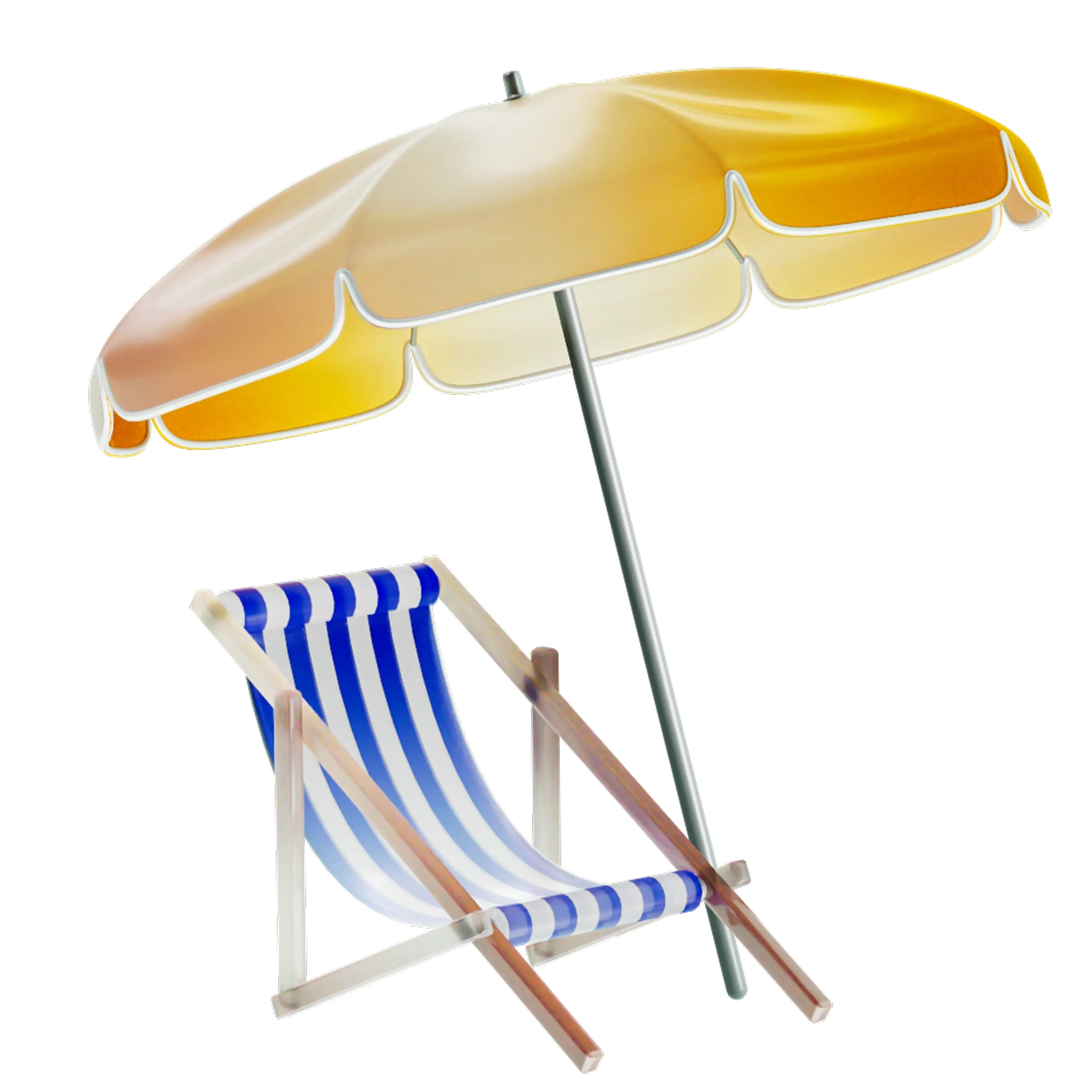 Beach chair with parasol.