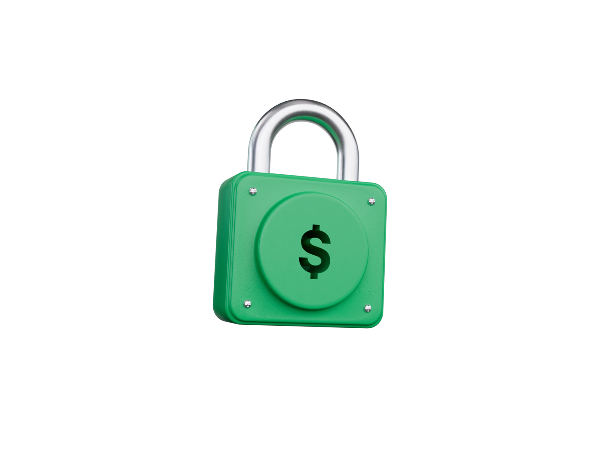 A bright green lock with money symbol.