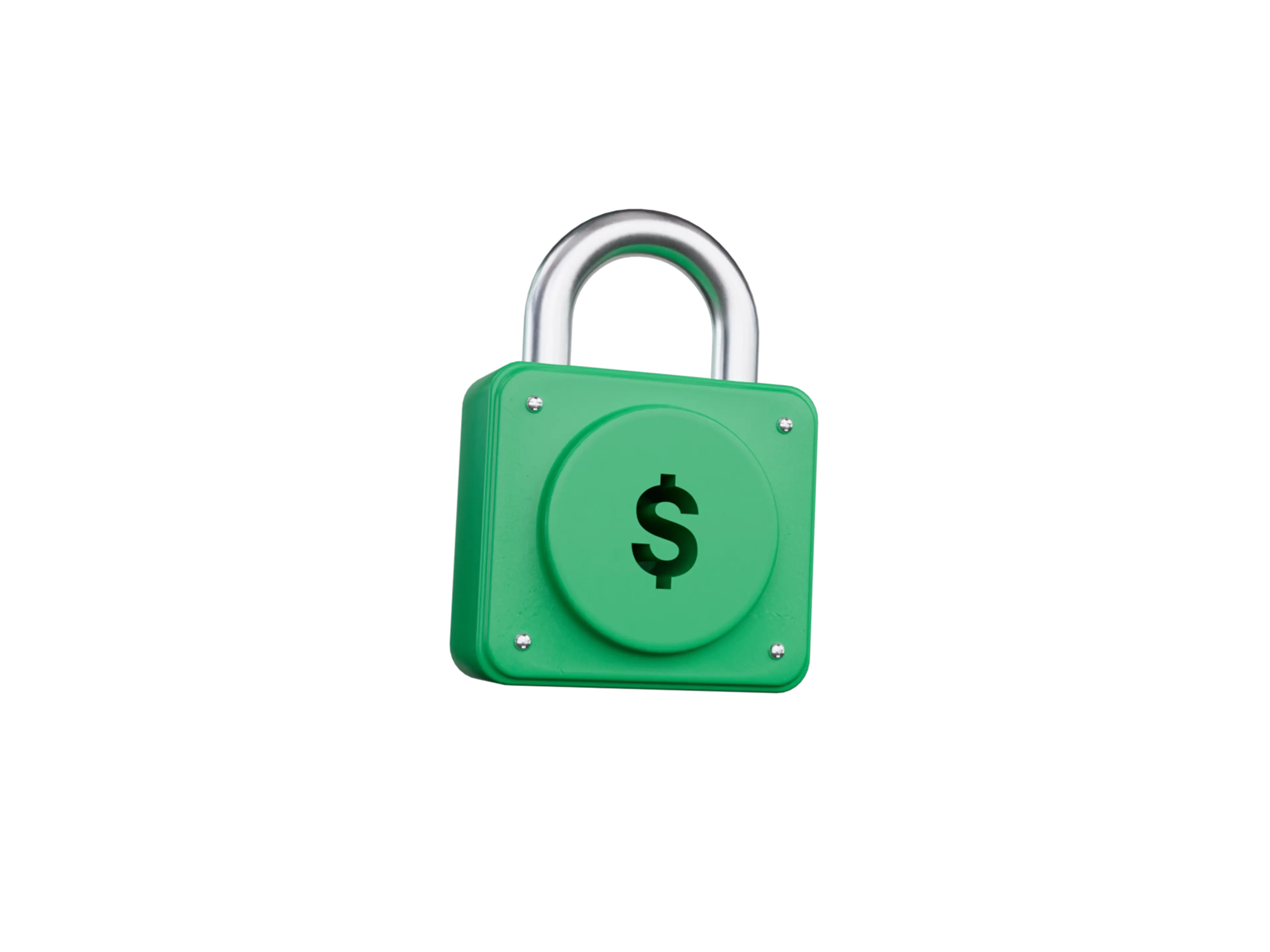 A bright green lock with money symbol.