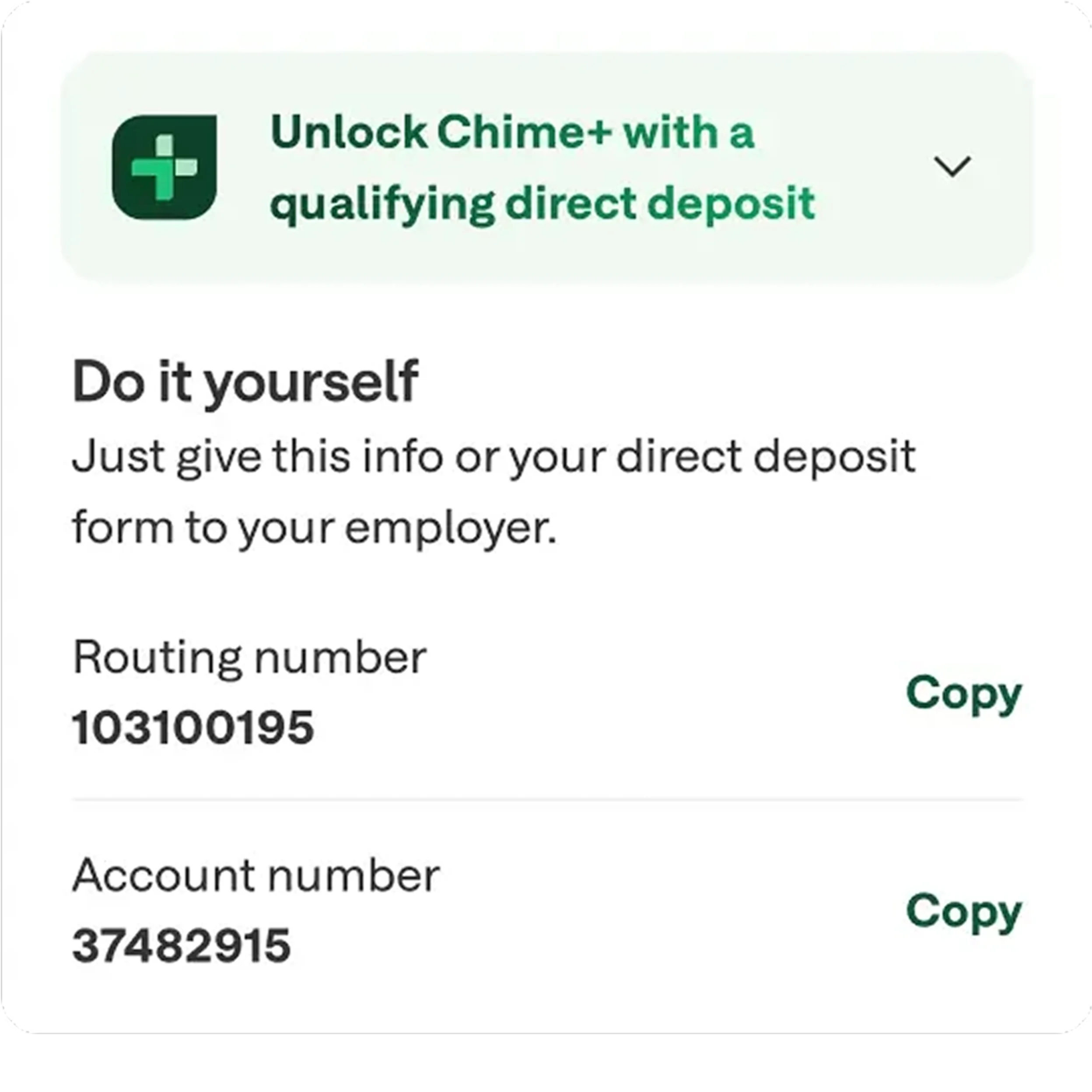 Unlock Chime+ with a qualifying direct deposit. 