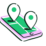 An illustration of a smartphone being used for to track GPS coordinates.
