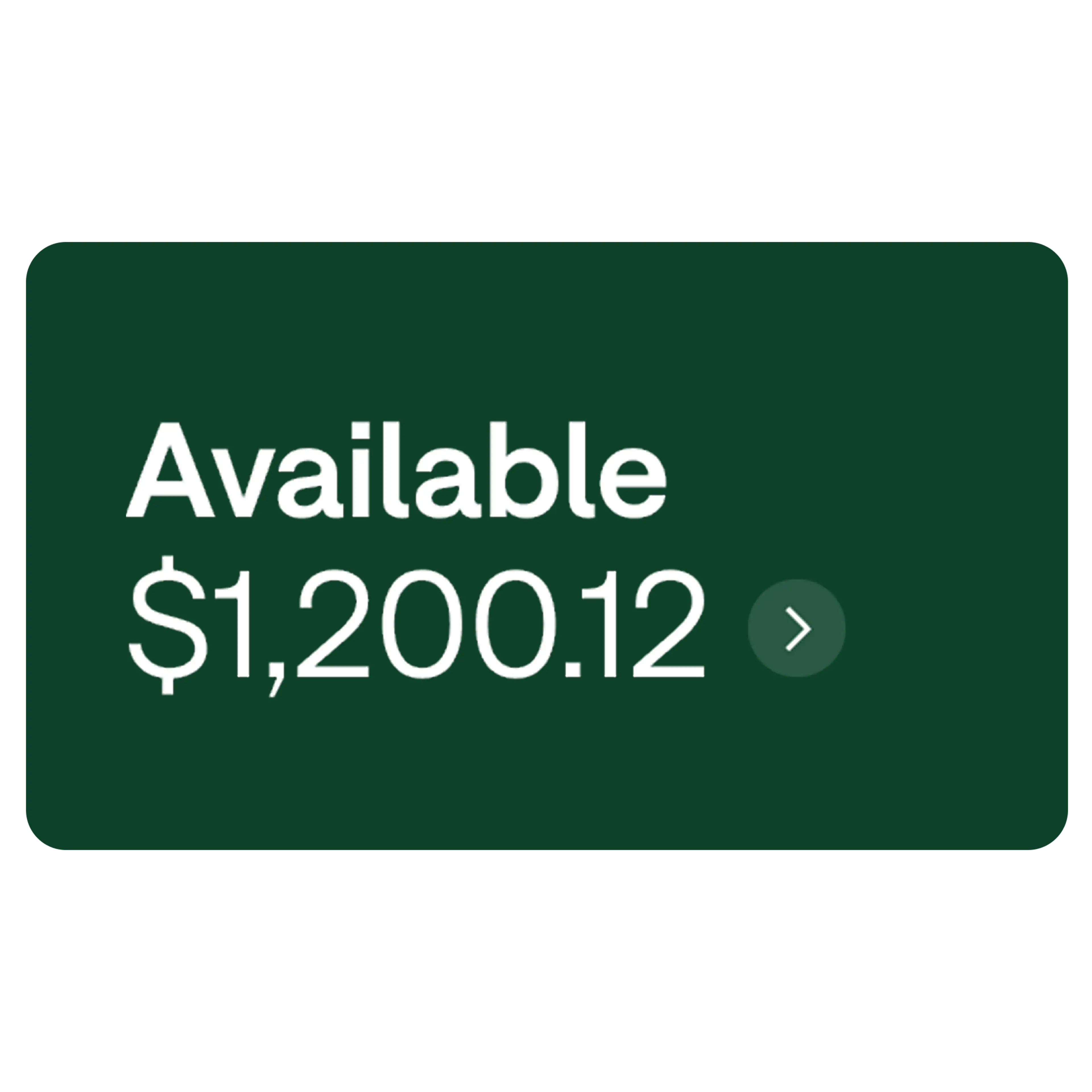 Screen showing Available balance of $1,200.12.