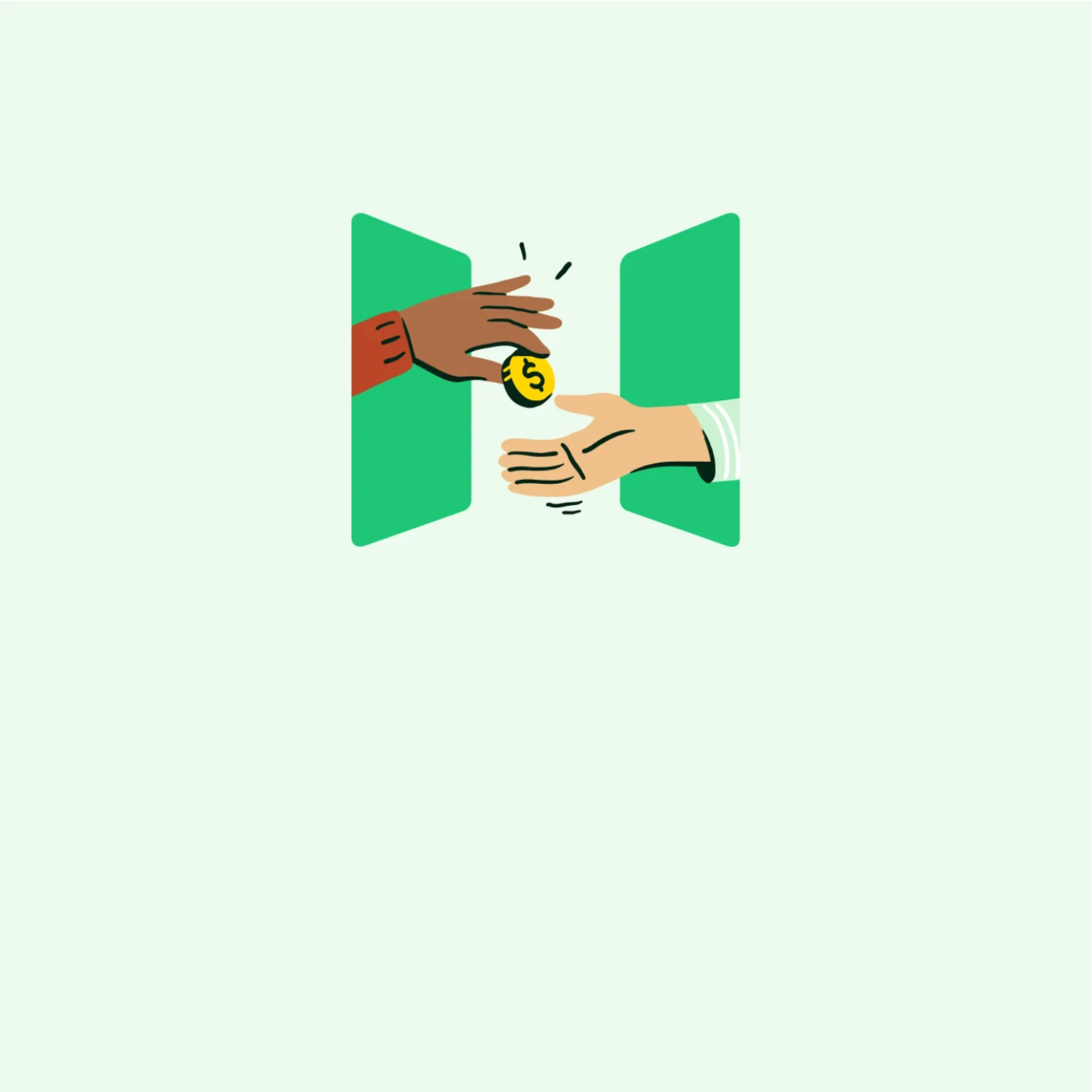 Chime’s “Pay Anyone” feature shown with animated hands sending money.