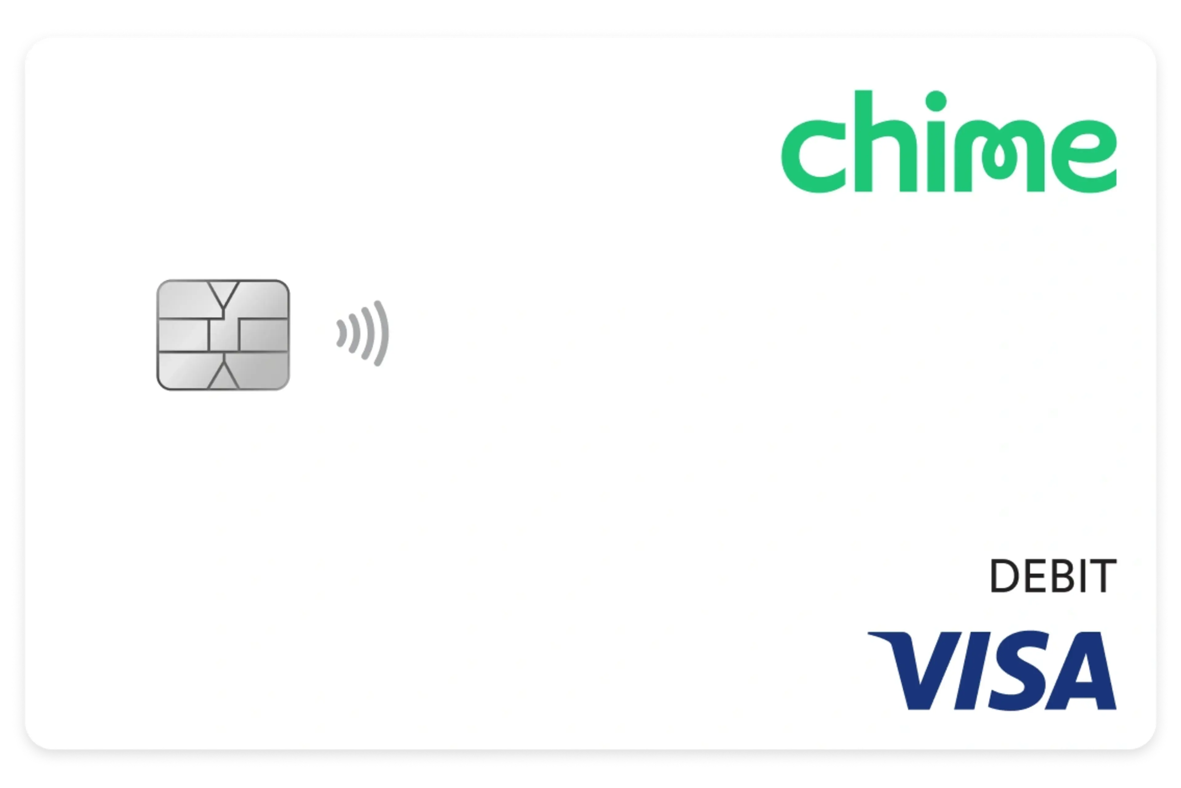 A Chime Visa® Debit Card in white color.