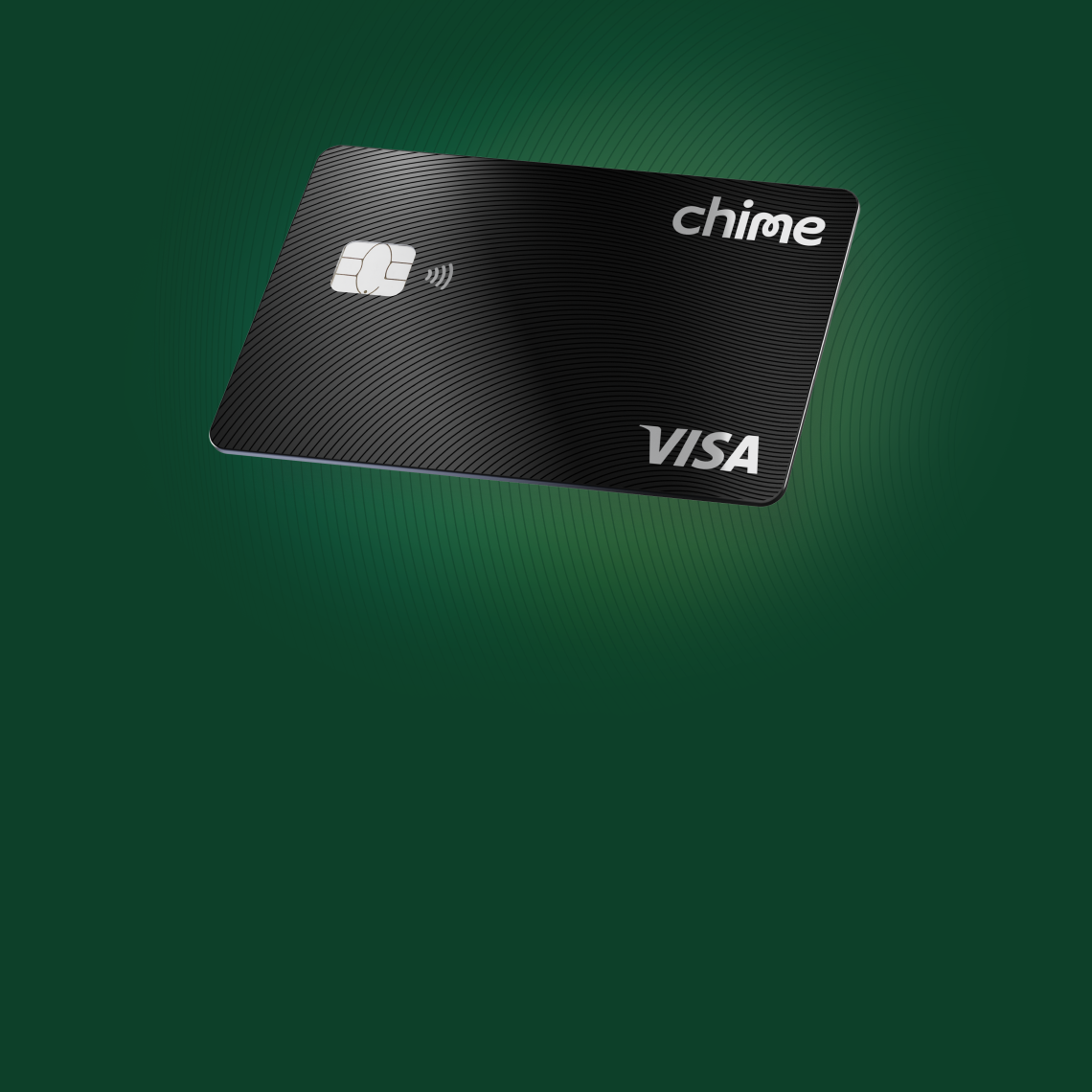 Black Chime Card on a green gradient background.