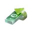 Green dollar bill icon with an upward arrow, symbolizing financial growth or money increase.