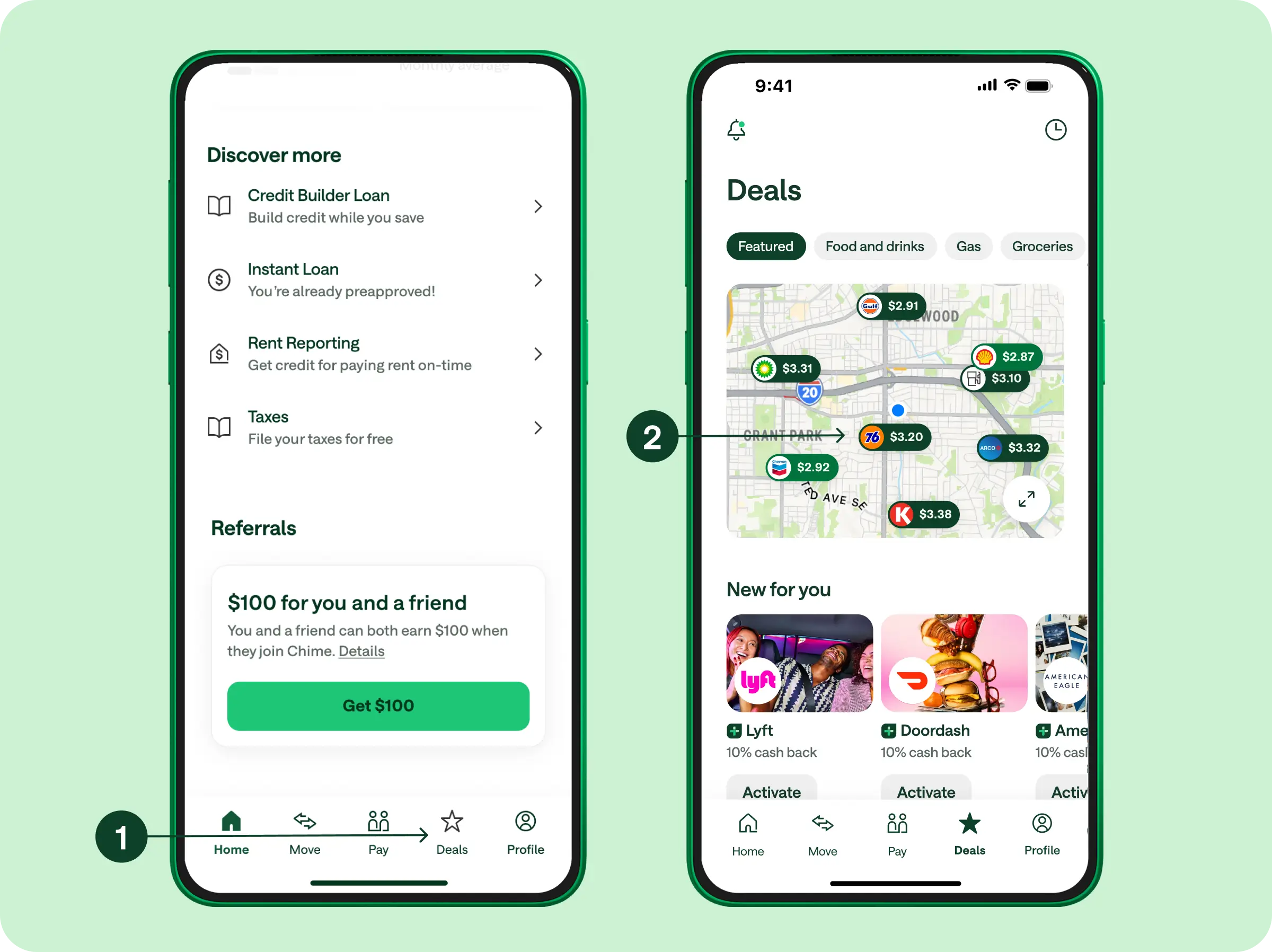 The Chime Deals interface within the Chime mobile banking app.