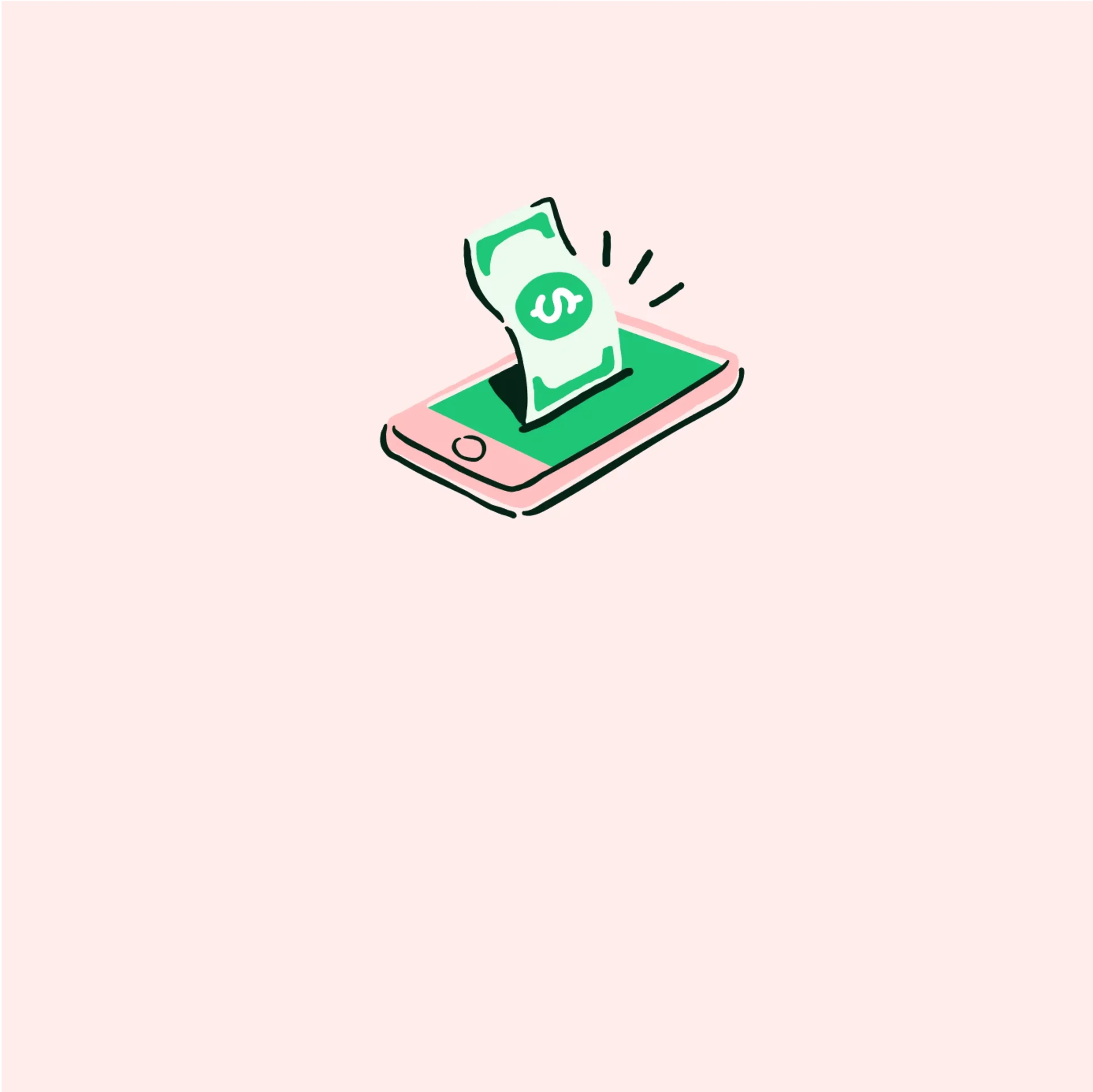 Chime feature illustration showing digital cash deposit with no fees.