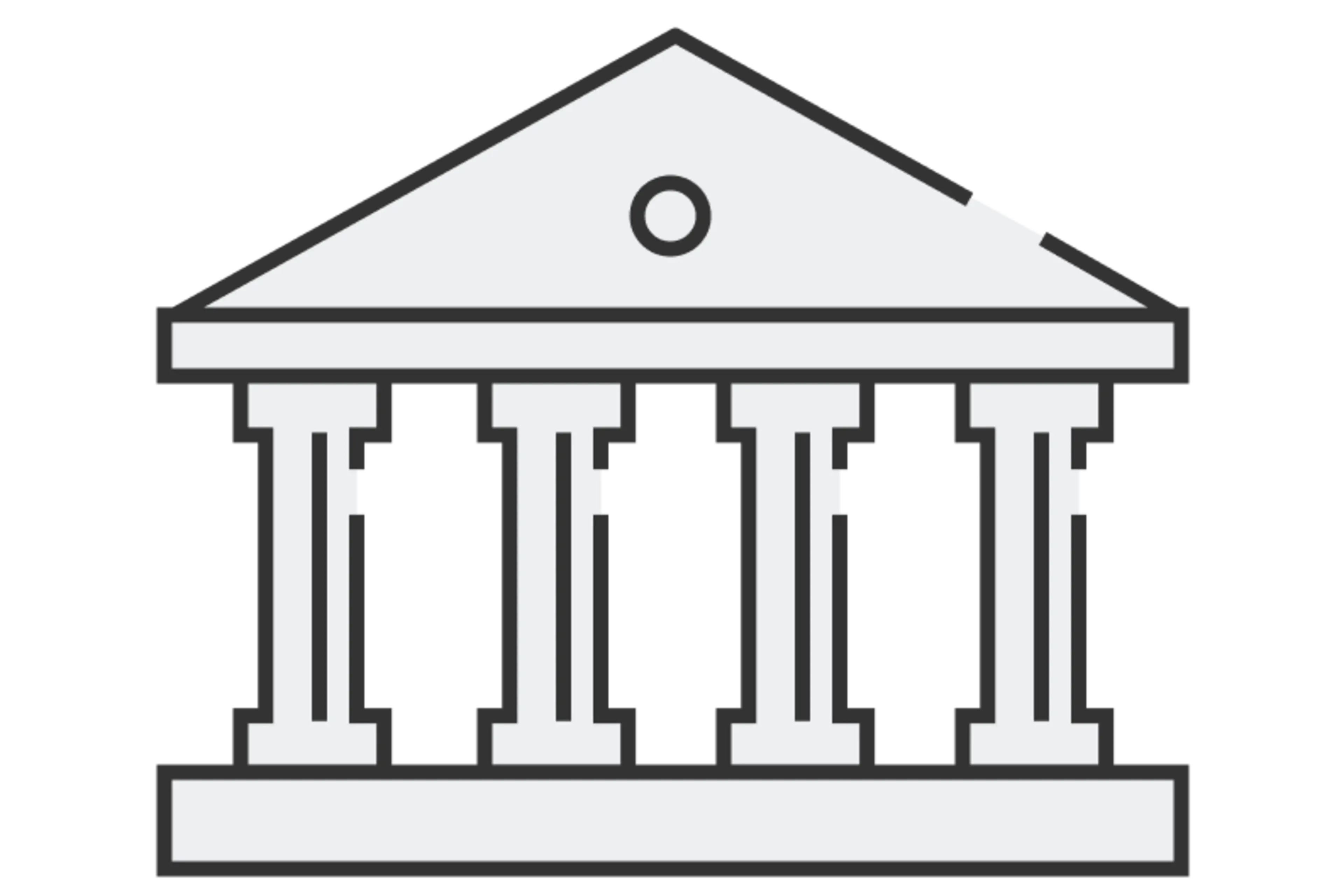 An illustration of a building with columns.