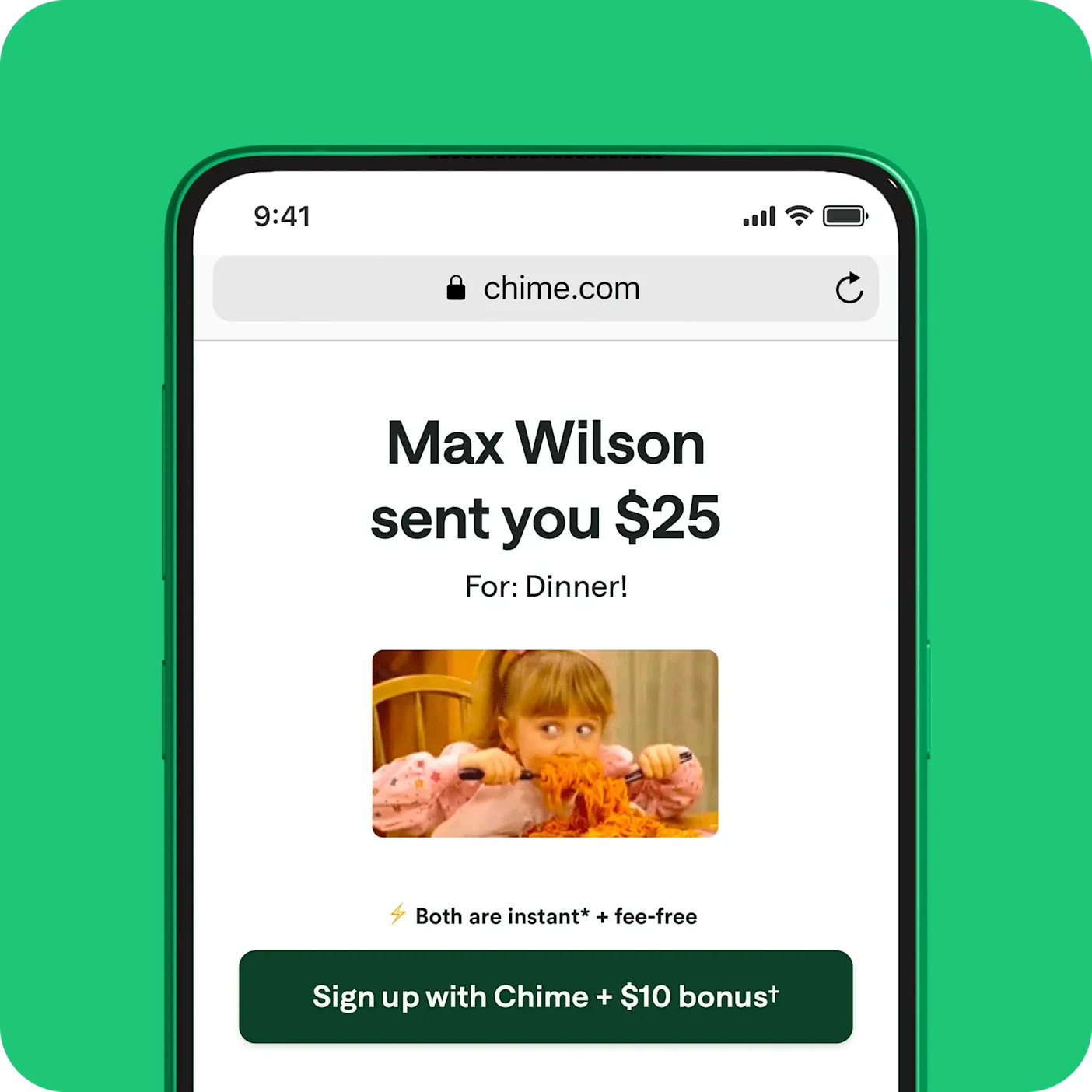 A screen showing Max Wilson sent you money using Chime.