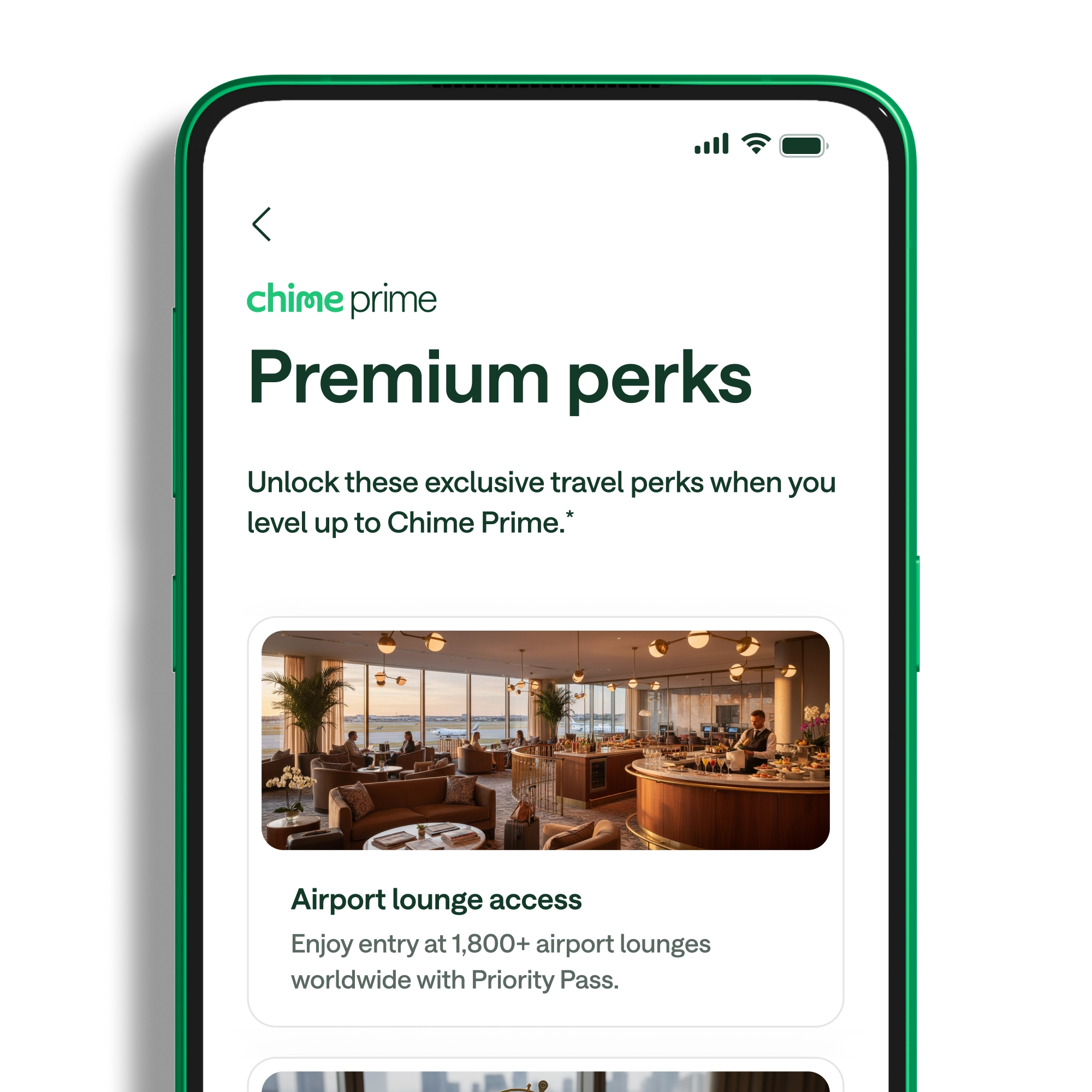 A Chime Prime screen introducing Premium perks.