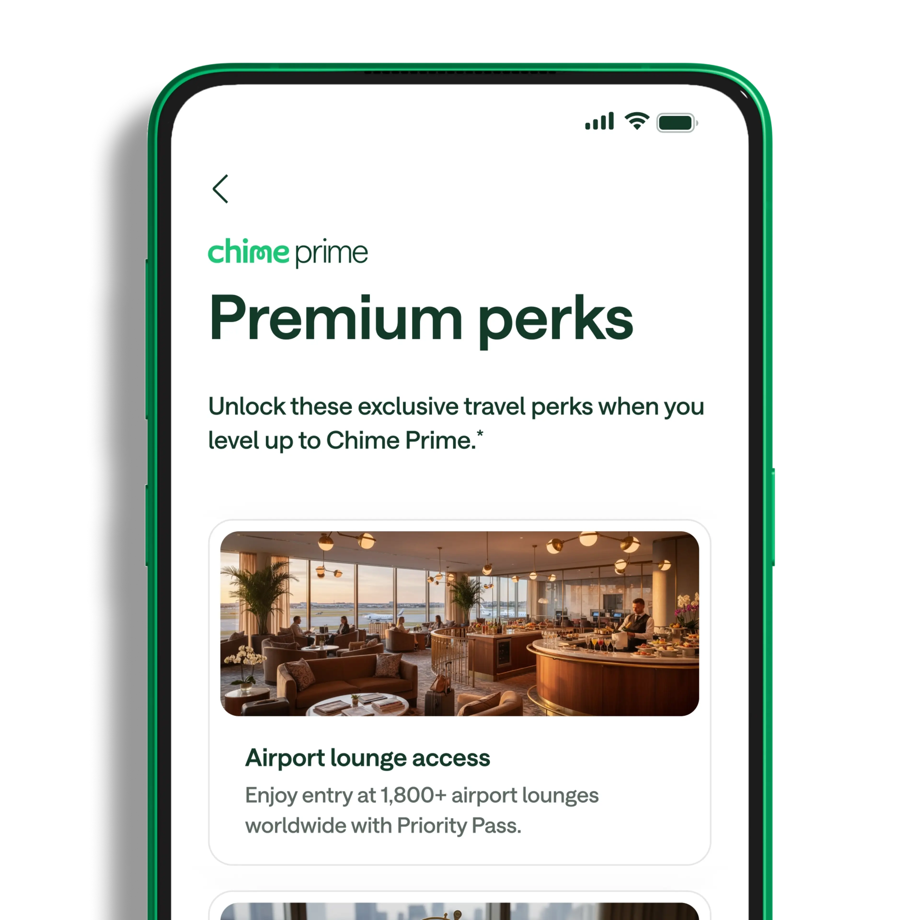 A Chime Prime screen introducing Premium perks.