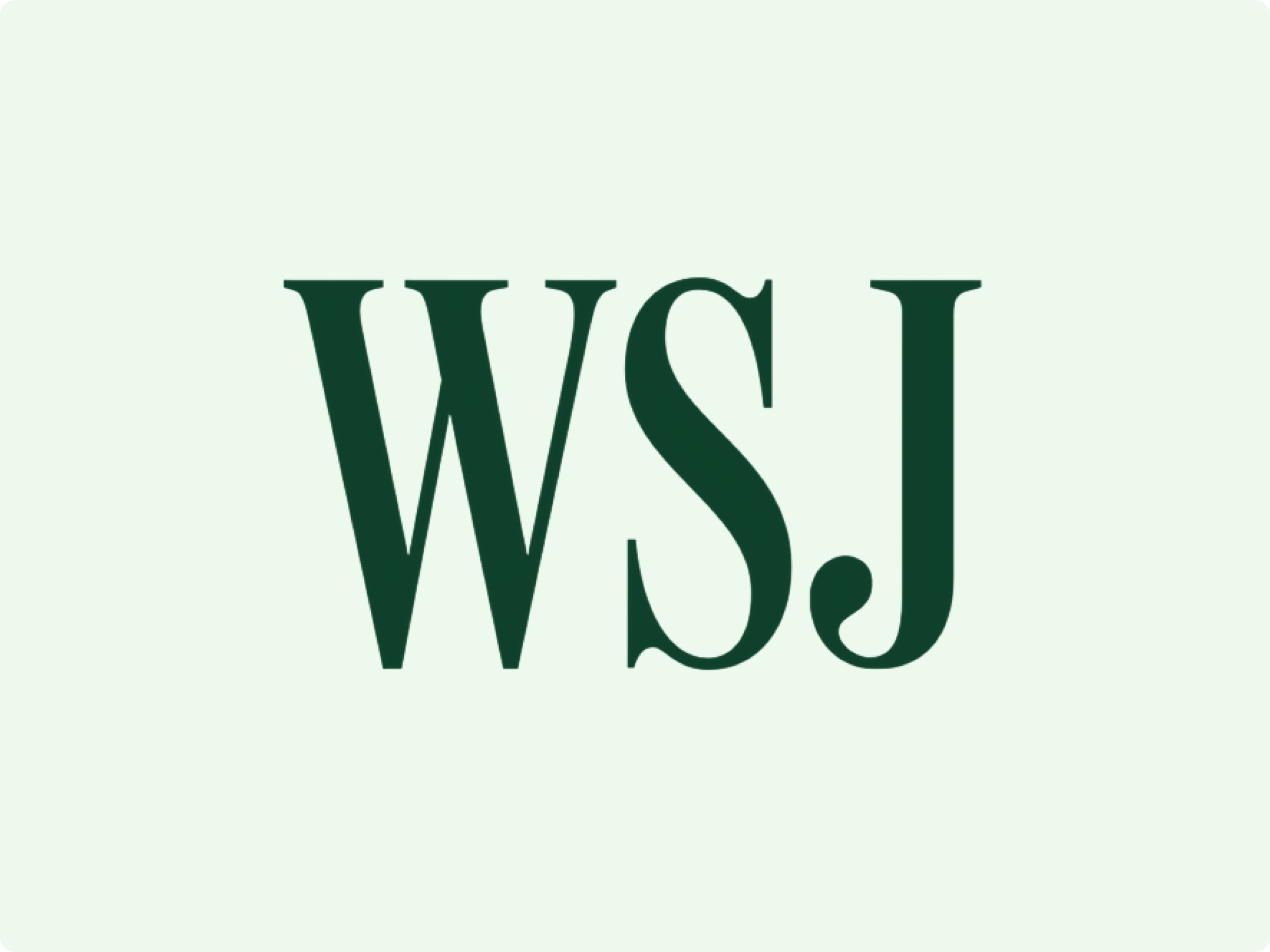 The Wall Street Journal (WSJ) logo in dark green text on a light mint green background.