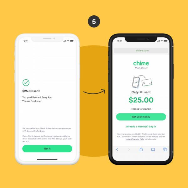 how to use chime payfriends step five