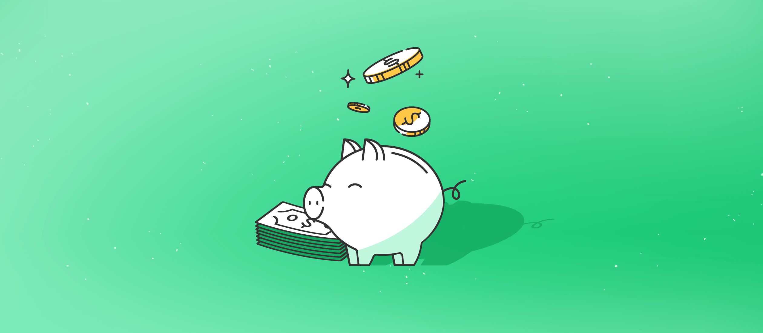 saving money in a piggy bank illustration