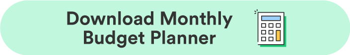 A PDF download button reads “download monthly budget planner”.