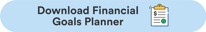 A PDF download button reads “download financial goals planner”. 