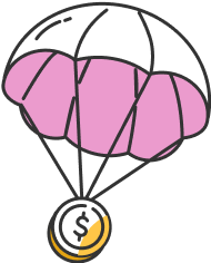 Coin attached to a parachute