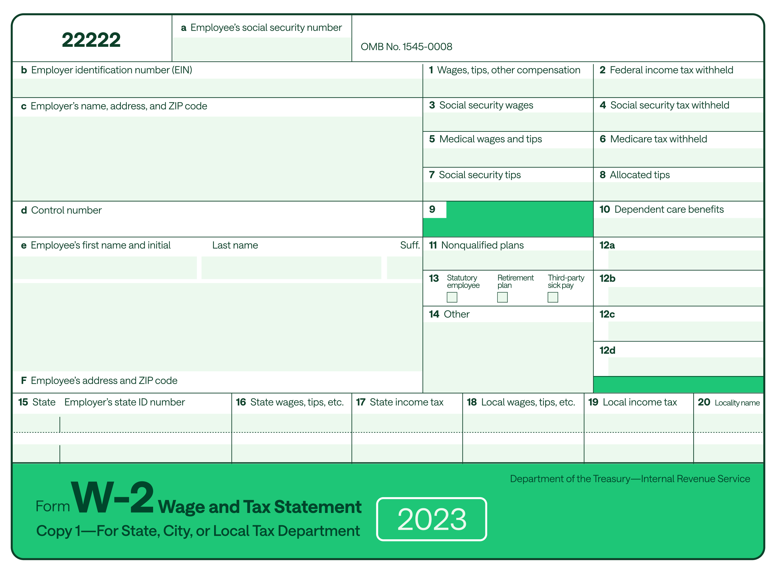 Form W-2 Wage and Tax Statement example form