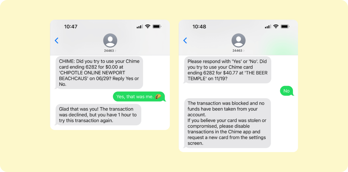 These texts are actually from Chime.