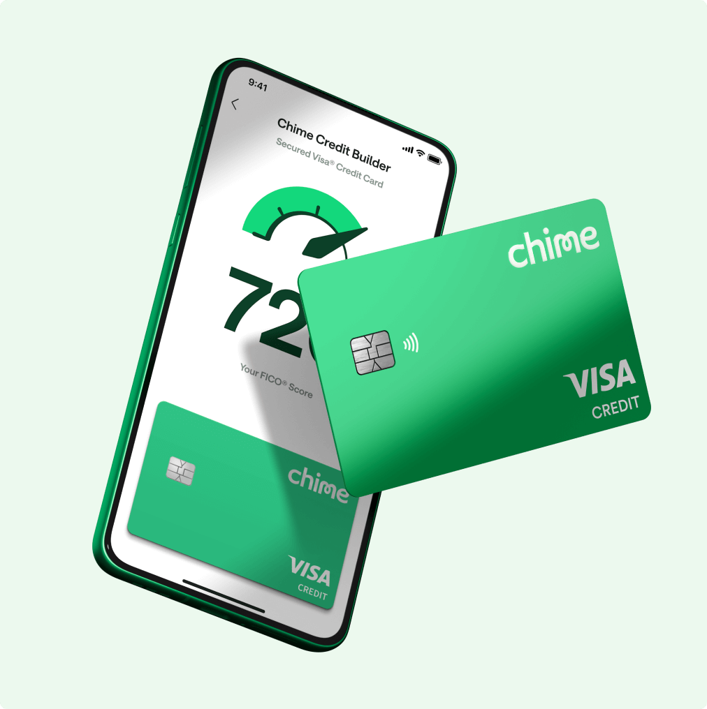 Credit Builder app on phone and Visa credit card